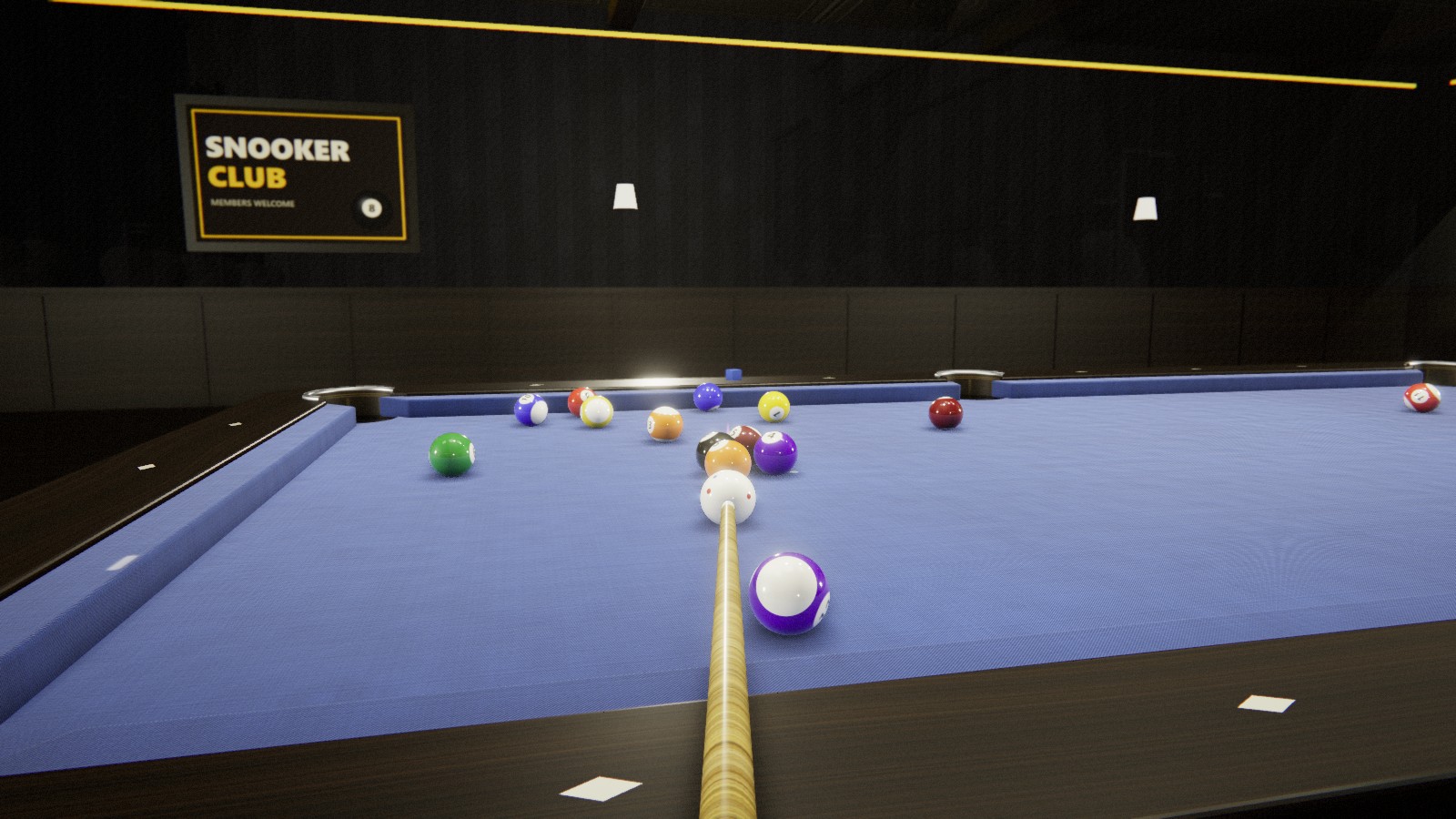 Down on the shot in Nova Pool: the cue behind the cue ball after an 8-ball break